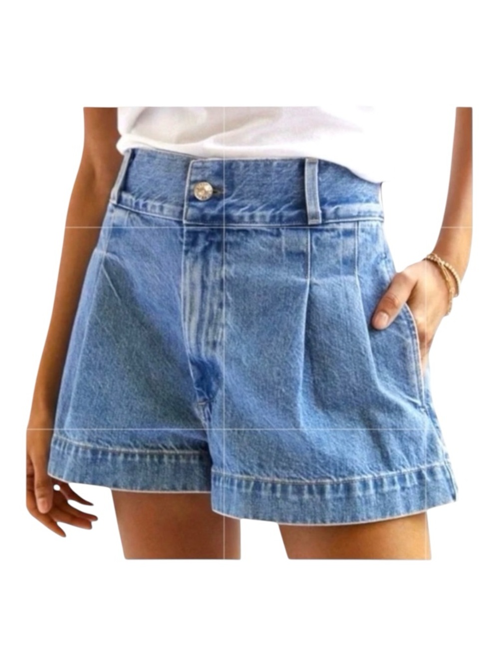 FREE PEOPLE EDWIN Isla Denim High Waist Shorts, Size 31.
